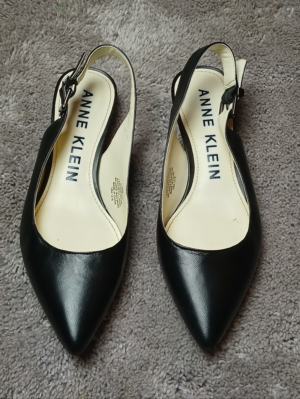 Anne Klein Black Pointed Slingback Flats